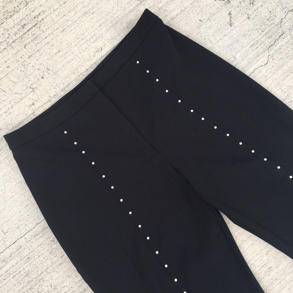 Zara Straight Leg Black and Pearl Trousers